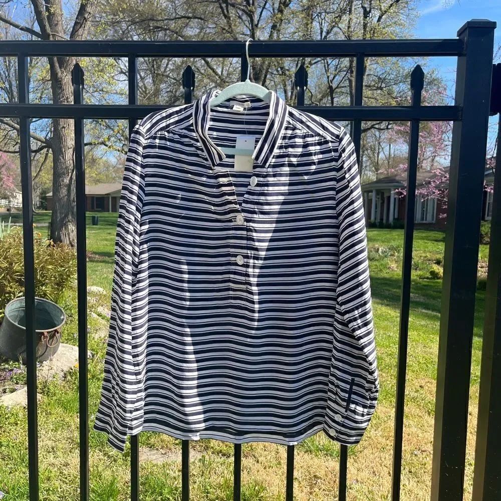 J Crew Striped Silk Tunic Blouse NWT